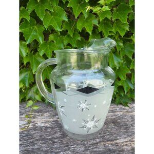 Anchor Hocking Atomic Snowflake Glass Pitcher w/ Ice Lip - Retro MCM  Mid-Centur